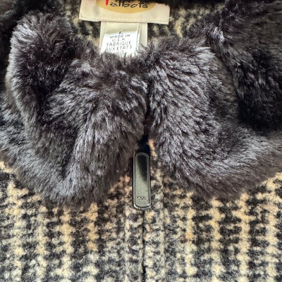 VINTAGE TALBOTS ZIPPER JACKET HERRINGBONE BLACK WHITE SIZE LARGE - Picture 3 of 10